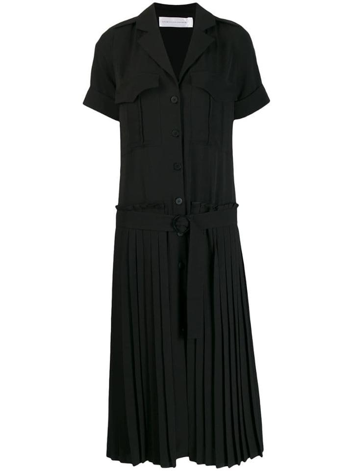 Victoria Victoria Beckham Pleated Skirt Shirt Dress - Black