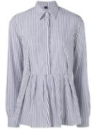 Fay Striped Peplum Shirt - Blue