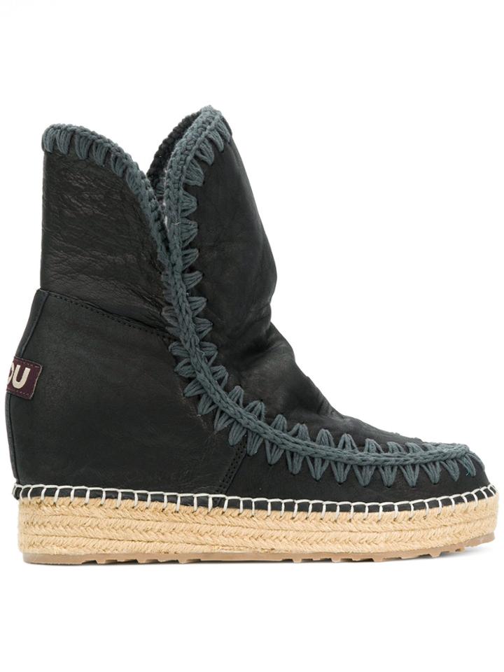 Mou Contrast Stitch Int Eskimo Boots - Black