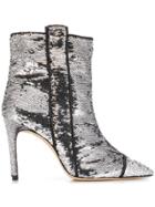 Bams Sequin-embellished Ankle Boots - Silver
