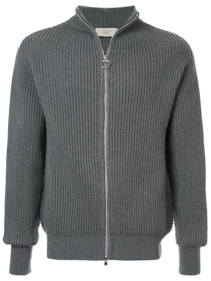 Maison Flaneur Zipped Cardigan - Grey