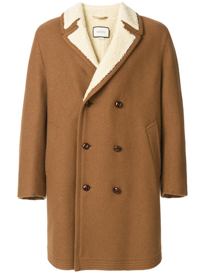 Gucci Insect Embroidered Coat - Brown