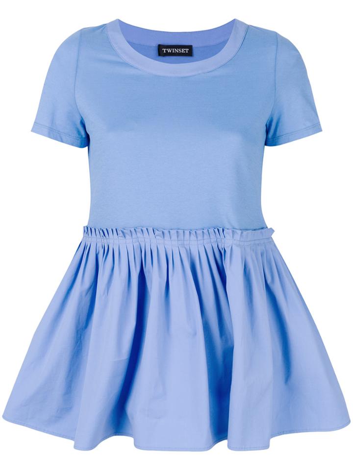 Twin-set Empire Ruffle Blouse - Blue