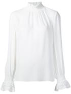 Kobi Halperin High Neck Blouse, Women's, Size: Medium, White, Silk