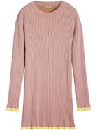 Burberry Rib Knit Cashmere Silk Sweater - Pink & Purple