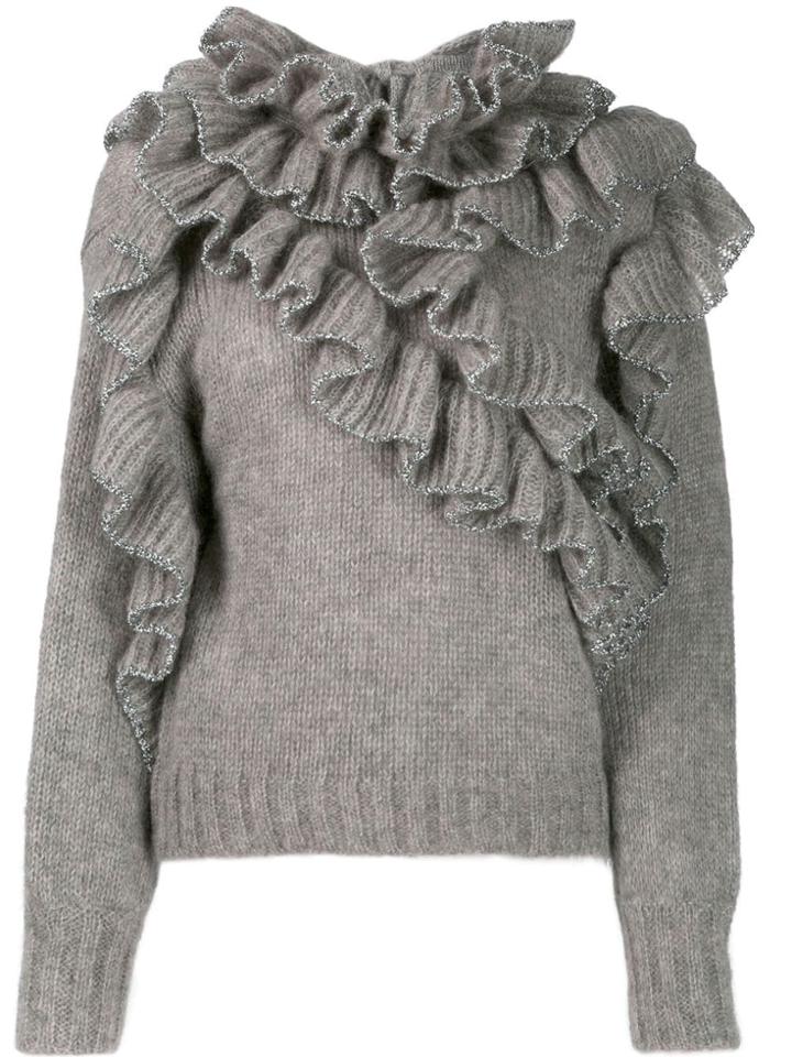 Alberta Ferretti Ruffled Jumper - Grey