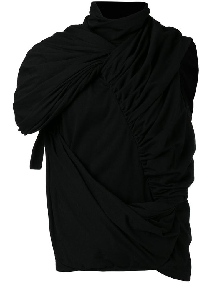 Rick Owens - Gathered Roll-neck T-shirt - Men - Cotton - L, Black, Cotton