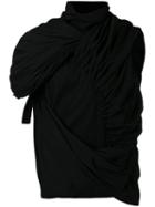 Rick Owens - Gathered Roll-neck T-shirt - Men - Cotton - L, Black, Cotton