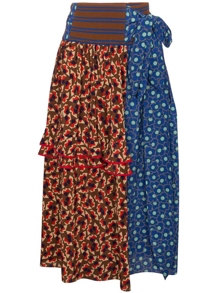 Marni Wrap Skirt With Ruffles - Brown