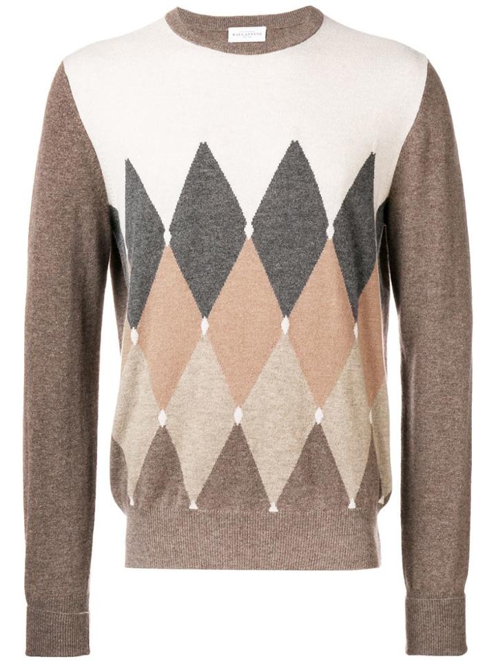 Ballantyne Diamond Pattern Jumper - Neutrals