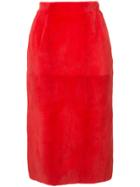 Oscar De La Renta Midi Pencil Skirt - Red