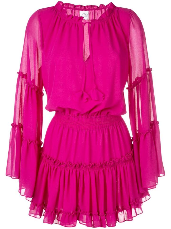 Misa Los Angeles Ruffled Shirt Dress - Purple