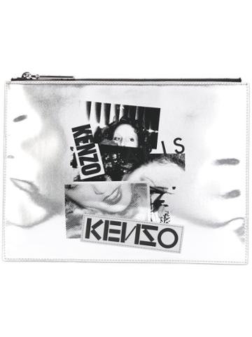 Kenzo - Antonio Lopez Clutch - Women - Leather - One Size, Grey, Leather