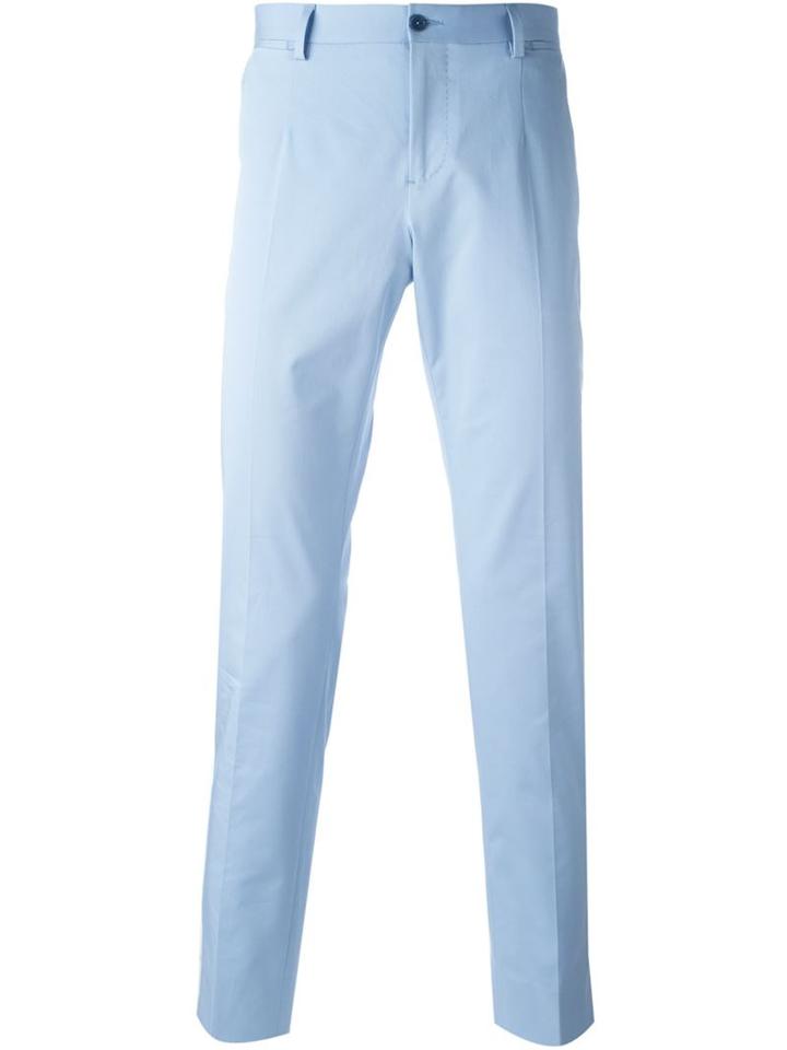 Dolce & Gabbana Tailored Trousers, Men's, Size: 52, Blue, Cotton/spandex/elastane