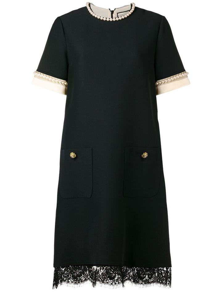 Gucci Pearl-embellished Shift Dress - Black