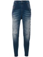 Diesel - Distressed Tapered Jeans - Women - Cotton/polyester/spandex/elastane - 23, Blue, Cotton/polyester/spandex/elastane