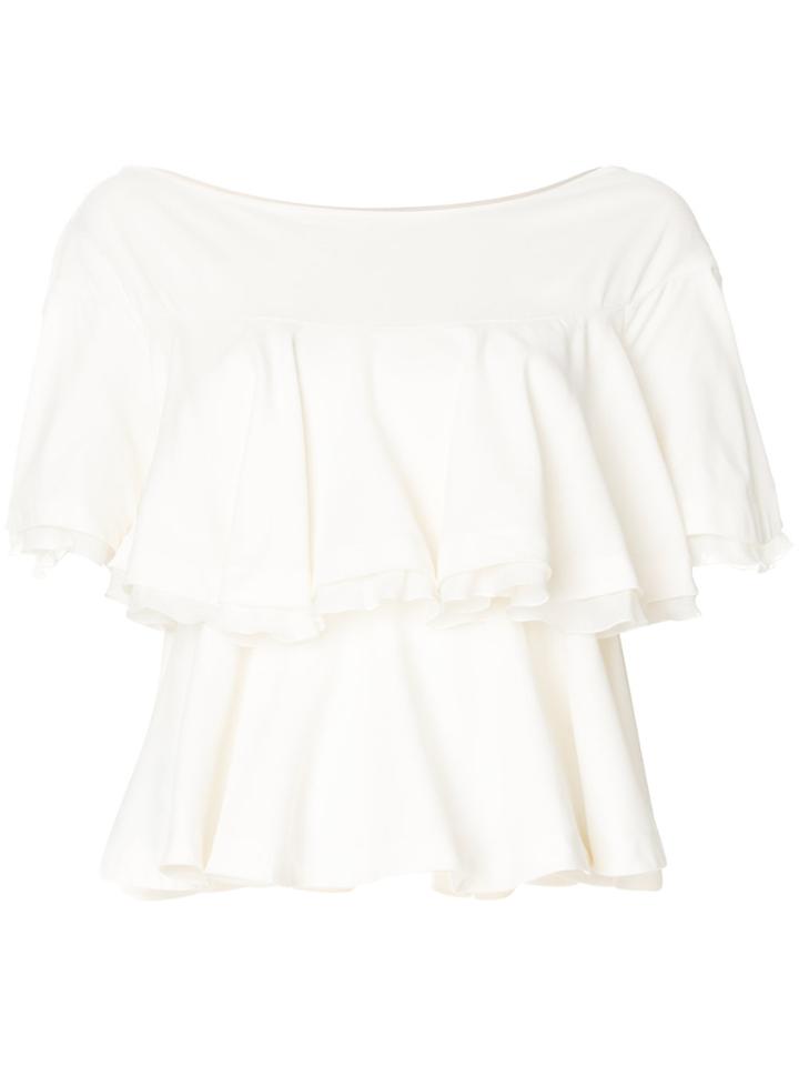 Roberto Cavalli Flounce Design Top - Nude & Neutrals
