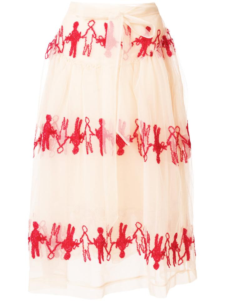 Simone Rocha Embroidered Tulle Skirt - Nude & Neutrals
