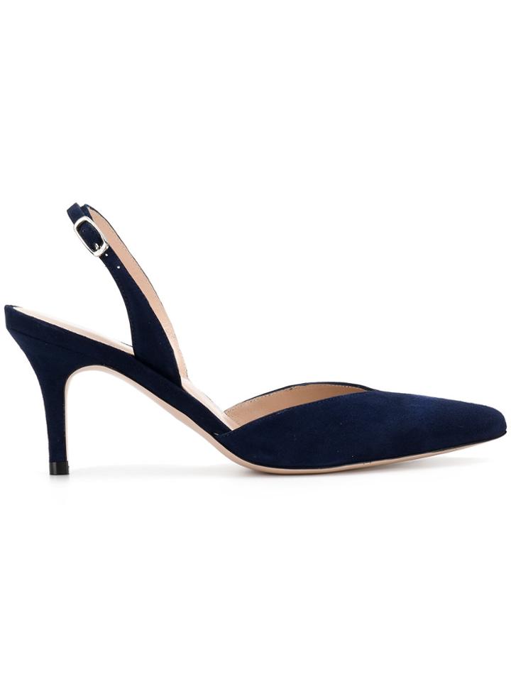 Stuart Weitzman Pointed Toe Slingback Pumps - Blue