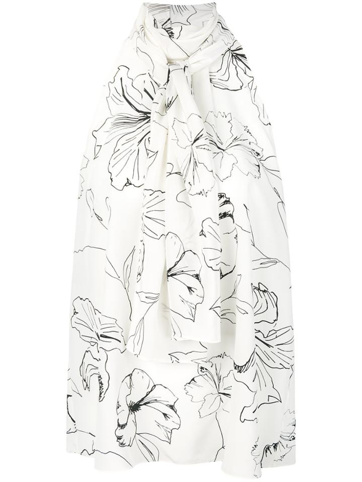 Dvf Diane Von Furstenberg Floral Print Halterneck Blouse - White