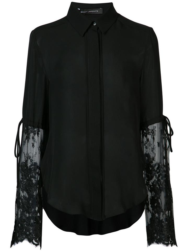 Sally Lapointe - Lace Combo Blouse - Women - Silk/polyamide/viscose - 4, Black, Silk/polyamide/viscose