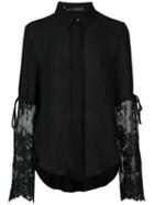 Sally Lapointe - Lace Combo Blouse - Women - Silk/polyamide/viscose - 4, Black, Silk/polyamide/viscose