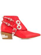 Toga Pulla Stacked Heel Boots - Red