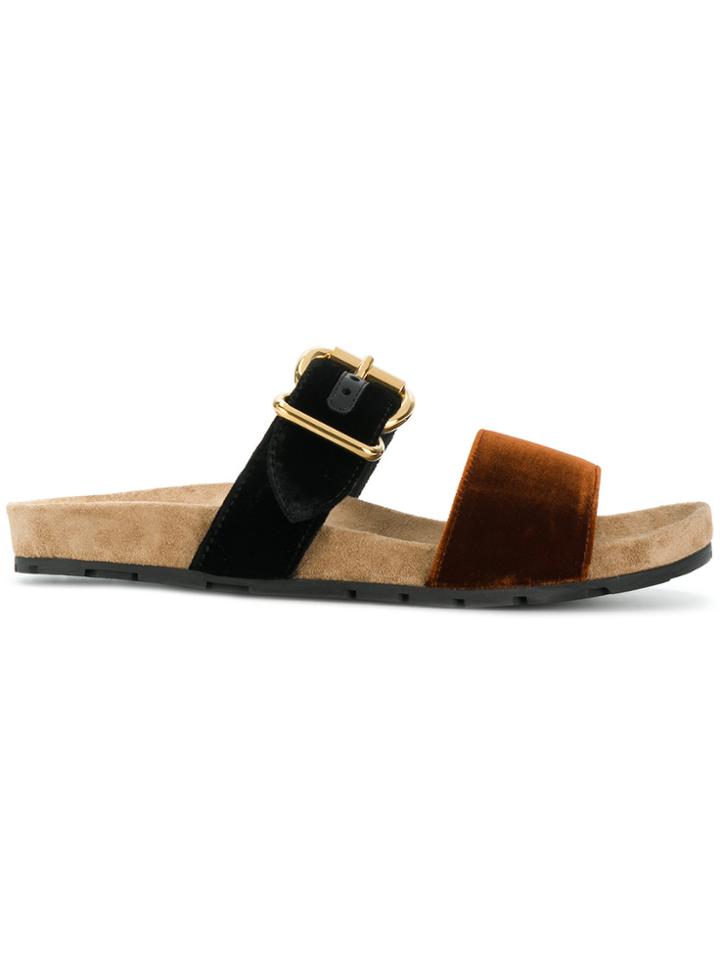 Prada Velvet Slider Sandals - Black