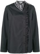 Vivetta Asymmetric Embroidered Collar Shirt - Black