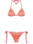 Brigitte - Knit Bikini Set - Women - Polyester - M, Red, Polyester
