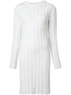 The Elder Statesman Sheer Stripe Sweater Dress, Women's, Size: Medium, White, Silk/cashmere