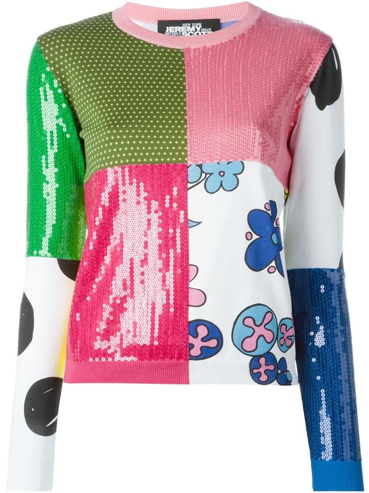 Jeremy Scott Multi Print Sequined Sweatshirt