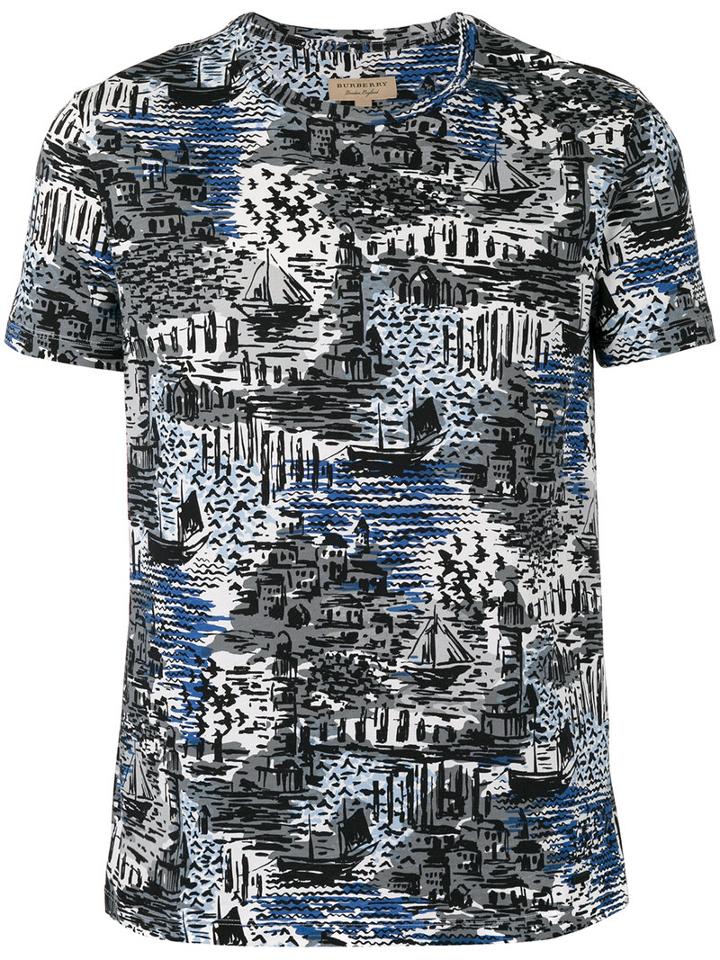 Burberry Printed T-shirt, Men's, Size: Medium, Blue, Cotton