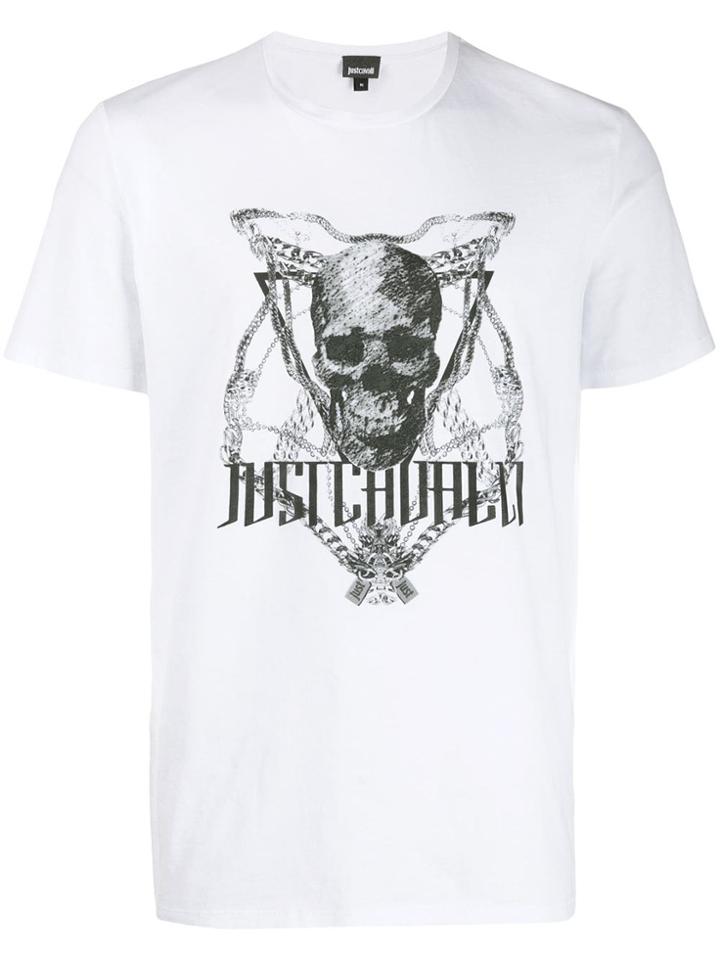 Just Cavalli Skull Chain Print T-shirt - White