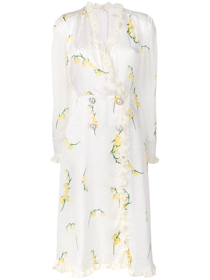Alessandra Rich Floral Print Midi Dress - White