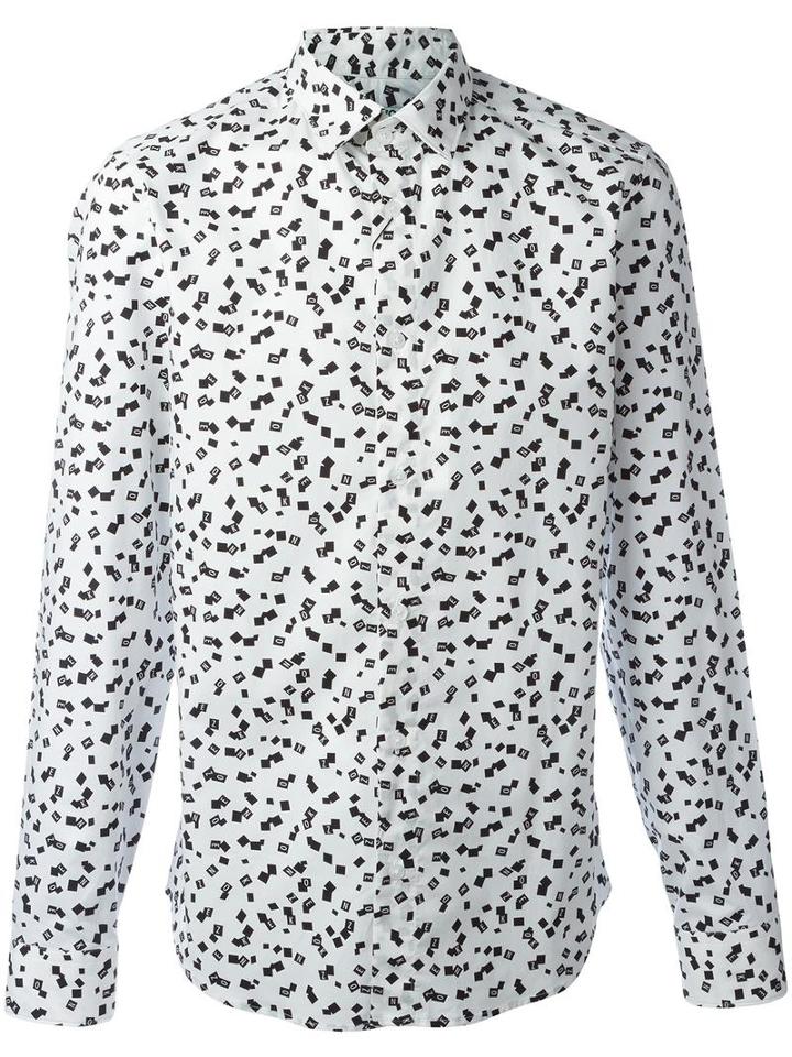 Kenzo Post It Slim-fit Shirt, Men's, Size: 42, White, Cotton