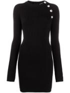Balmain Ribbed Knit Mini Dress - Black