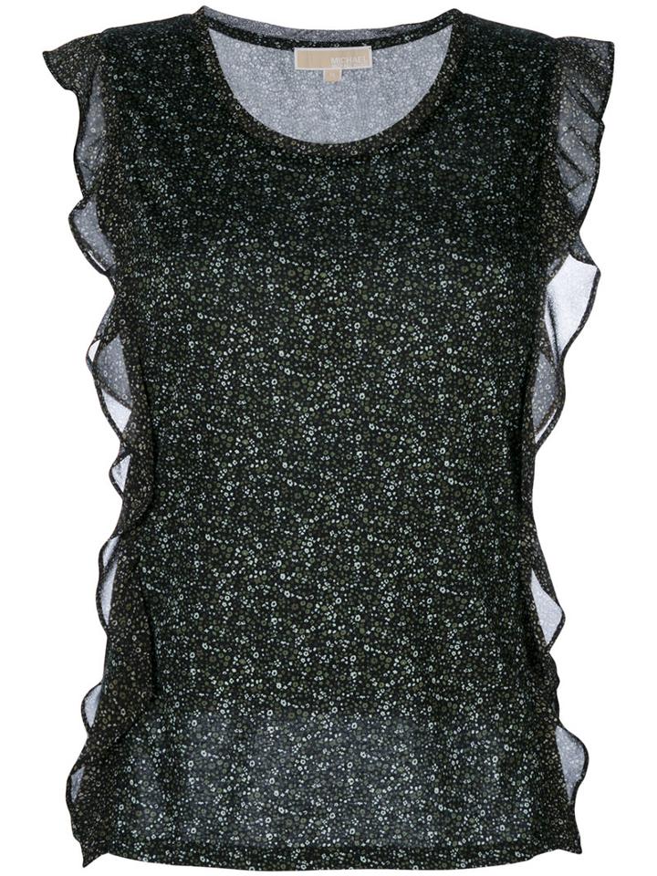 Michael Michael Kors - Sleeveless Ruffle Blouse - Women - Cotton/polyester/modal - M, Green, Cotton/polyester/modal