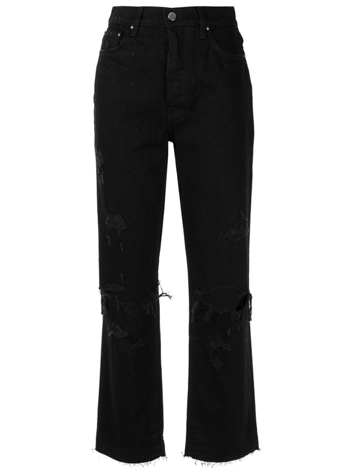 Amiri Distressed Cropped Jeans - Black