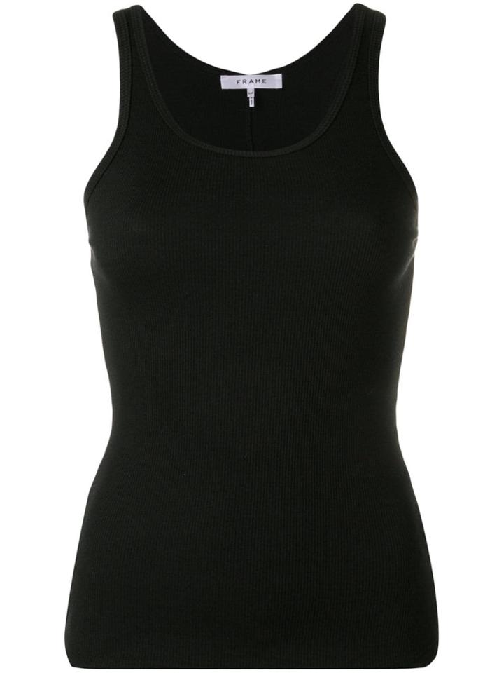 Frame Ribbed Tank Top - Black