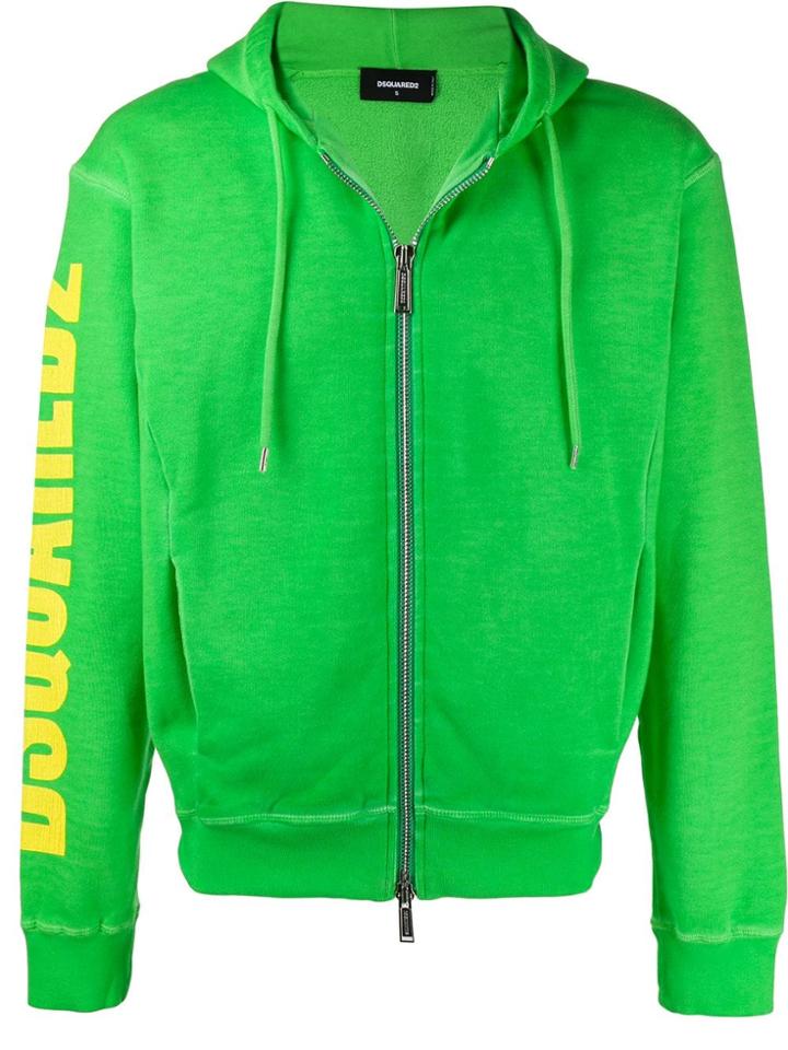 Dsquared2 Logo Zipped Hoodie - Green