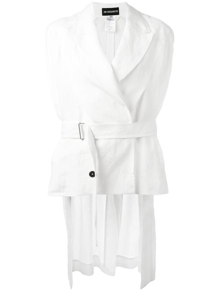 Ann Demeulemeester High-low Sleeveless Jacket, Women's, Size: 38, White, Hemp