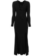 Self-portrait Lace-up Detail Knitted Dress, Women's, Size: 8, Black, Nylon/spandex/elastane/viscose