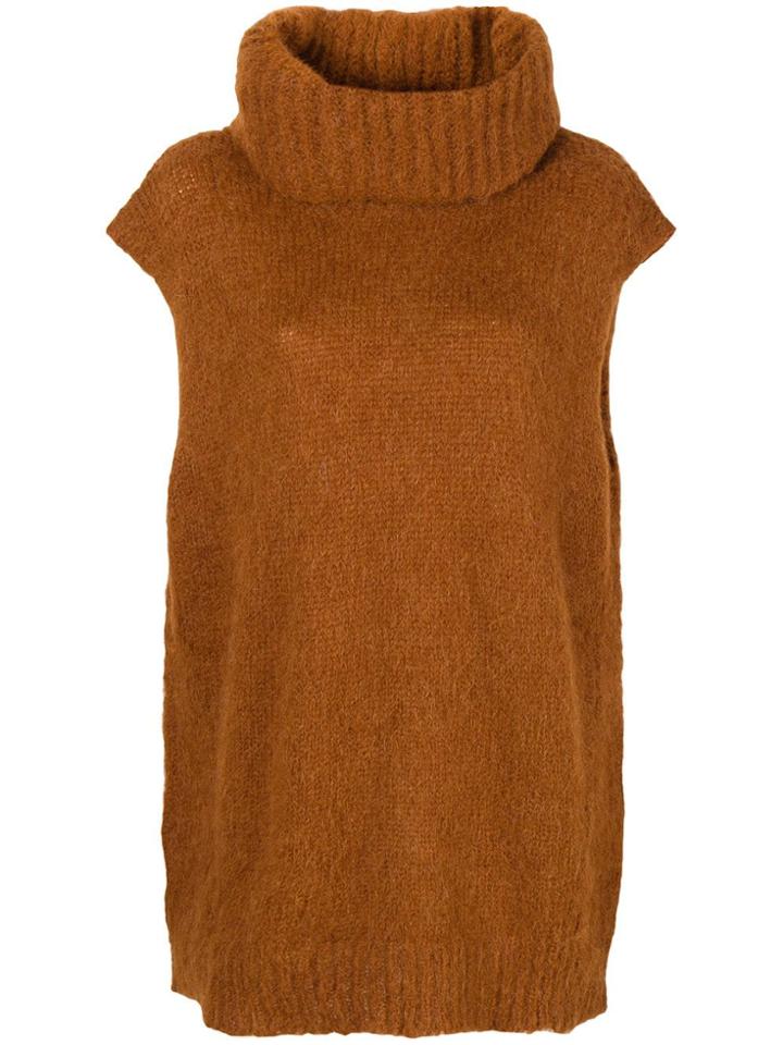 Erika Cavallini Turtleneck Knit Vest - Brown