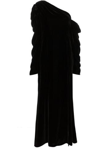 Les Reveries Velvet One-shoulder Gown - Black
