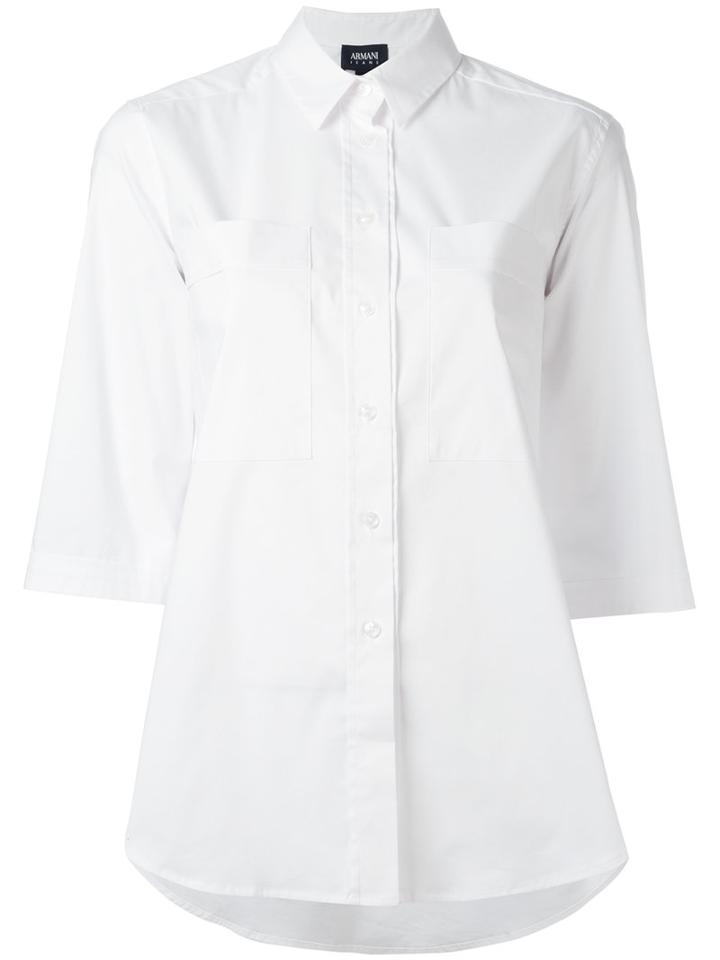 Armani Jeans Plain Shirt, Size: 44, White, Cotton/polyester/spandex/elastane