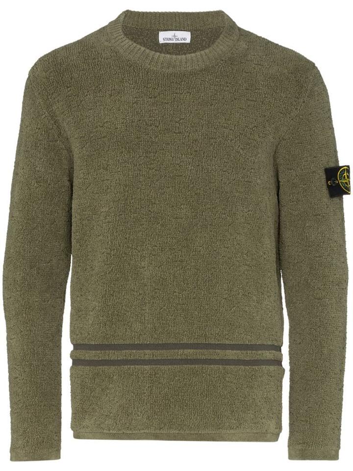 Stone Island Logo-patch Chenille Sweater - Green