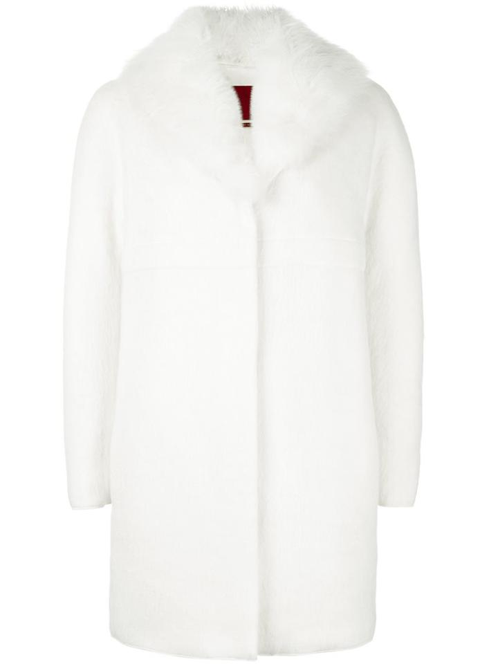 Moncler Gamme Rouge Padded Fur Lined Coat, Women's, Size: 1, White, Silk/feather Down/goat Fur/virgin Wool