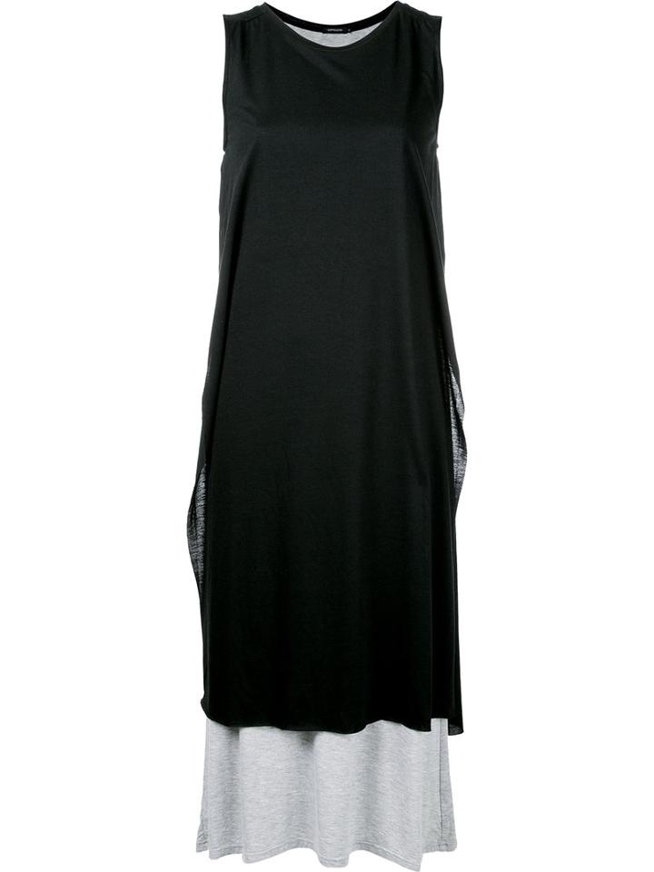 Loveless - Long Layered Tank Dress - Women - Polyester/rayon - 34, Black, Polyester/rayon
