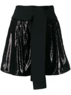 P.a.r.o.s.h. Obi Belt Sequin Shorts - Black